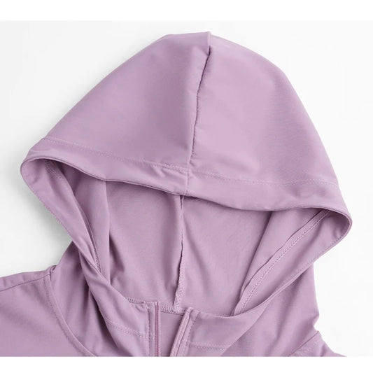 جاكيت رياضي نسائي DRUR جاكيت بغطاء رأس وسحّاب بأكمام طويلة وجيوب جانبية خفيف ومرن مثالي لليوغا الجري والتمارين اليومية