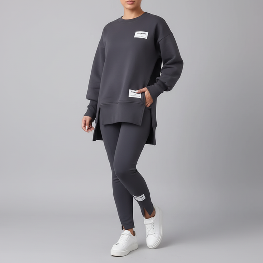 طقم سبورت مودرن (بلوزة طويلة)