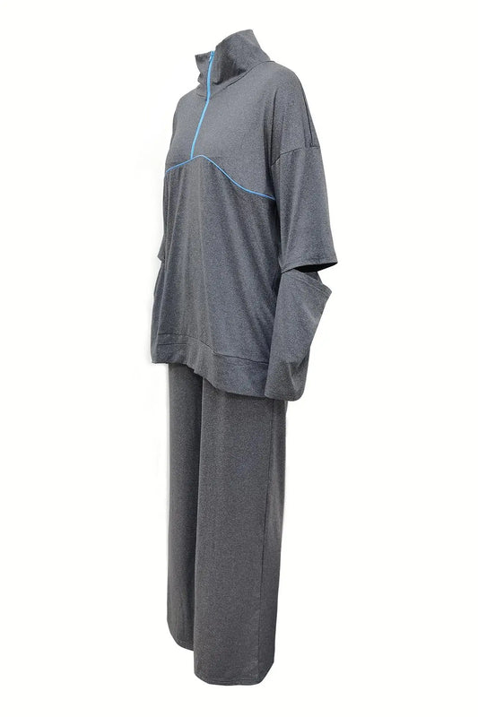 طقم رياضي نسائي عملي ومرن، مثالي للجري واللياقة اليومية بالتصميم الرياضي ولون موحد