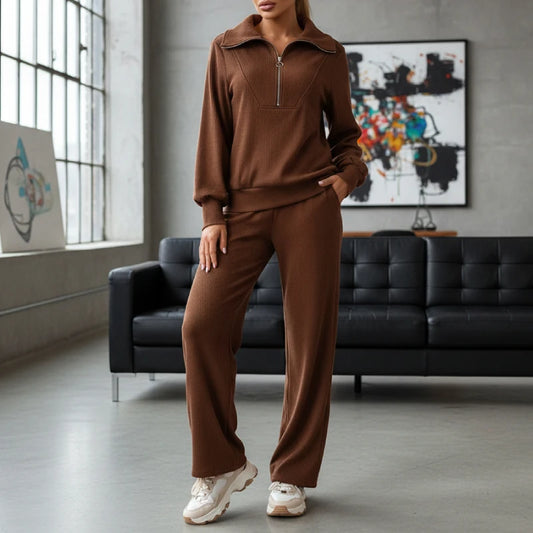 طقم نسائي كاجوال محبوك قطعتين