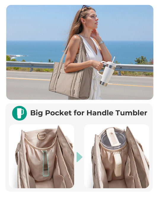 BAGSMART Women Tote Bag for Travel Work College Large Capacity Casual Commuting Crossbody Bag Lightweight Handbag with Zipper