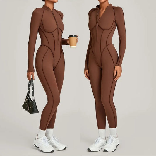 بدلة يوغا نسائية – قطعة واحدة، خصر مشدود، ترفع الأرداف، مثالية للجيم والرياضة الخارجية