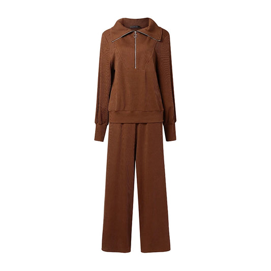 طقم نسائي كاجوال محبوك قطعتين