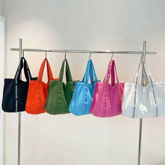 100pcs Custom Logo Fashion Tote Canvas Bags Active Lifestyle Sporty Cotton Handbag for Gym