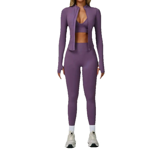 أكيد،  طقم رياضي نسائيSeamless 2/3 ، يشمل ليقينغ ضاغط، برا رياضي للتمارين واليوغا والجيم، يشد القوام ويبرز الأرداف